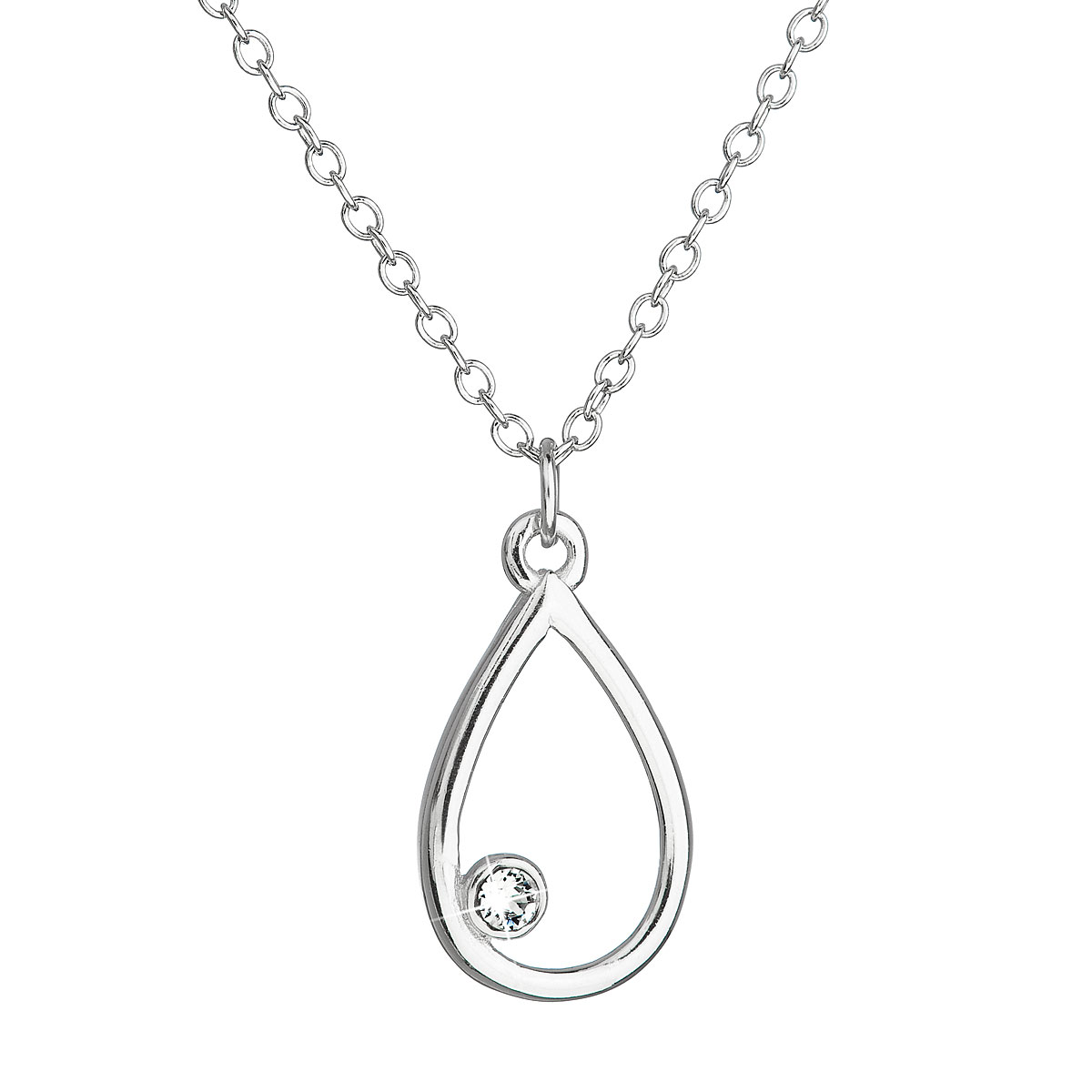 Stříbrný náhrdelník s krystalem Swarovski bílá kapka 32058.1