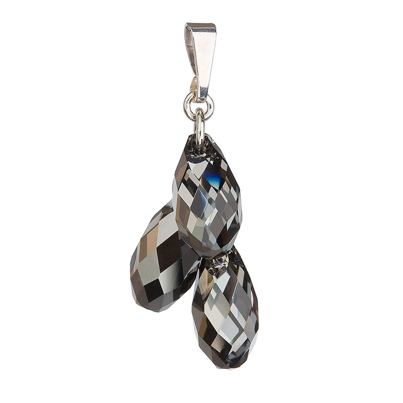 Stříbrný přívěsek s krystaly Swarovski šedá slza 34146.5