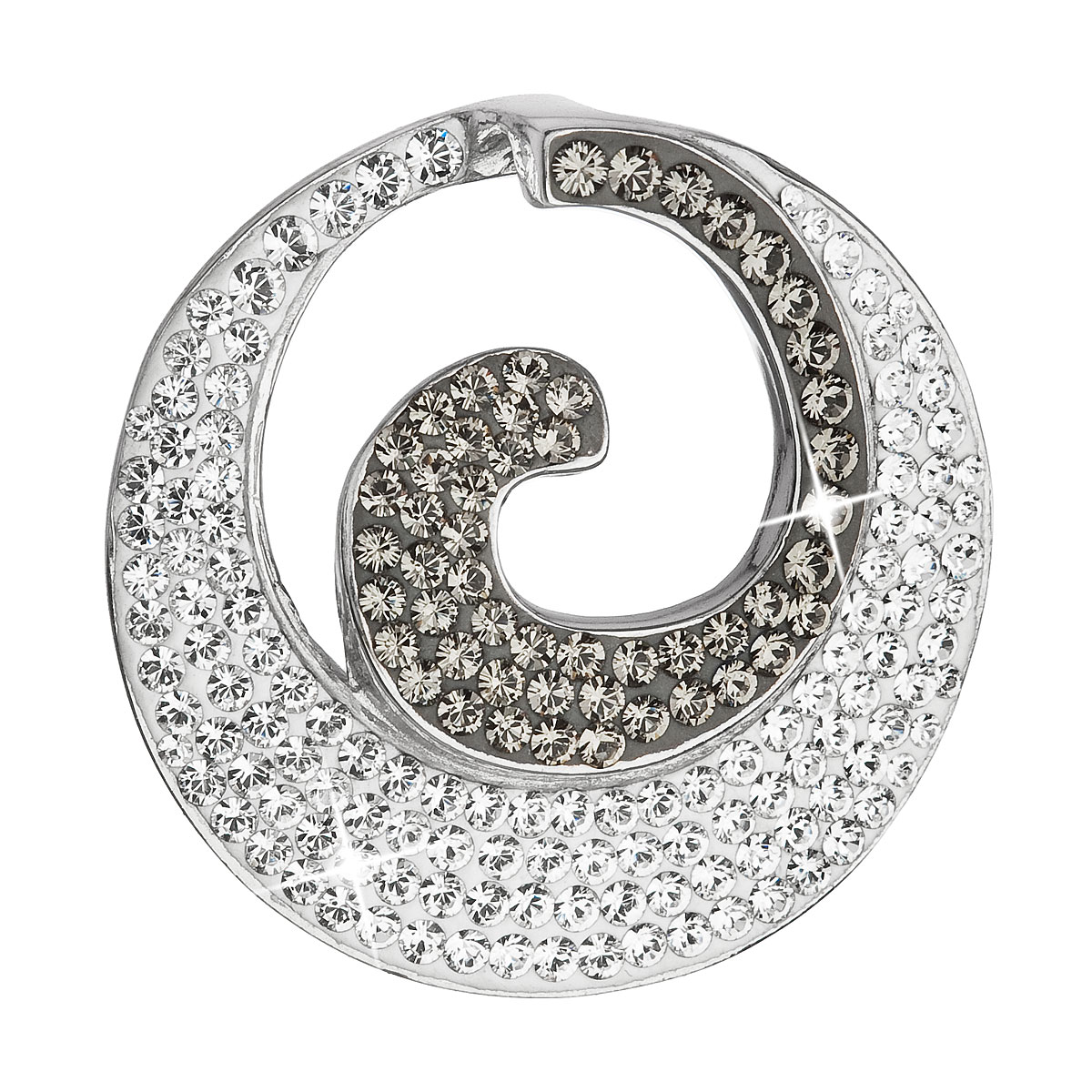 Stříbrný přívěsek s krystaly Swarovski šedý kulatý 34186.3