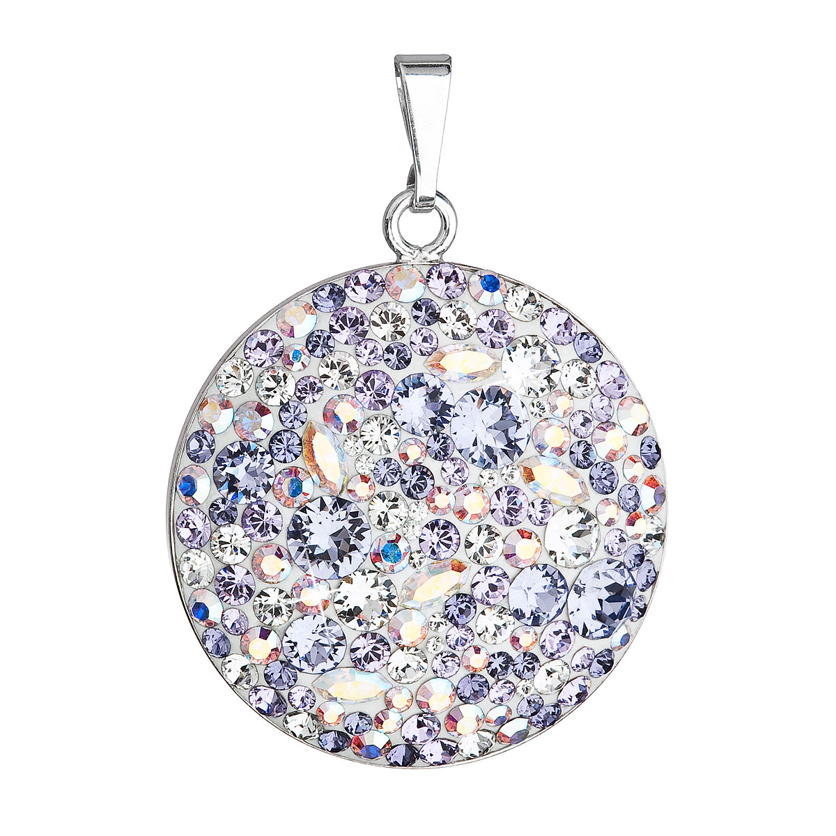 Stříbrný přívěsek s krystaly Swarovski fialový kulatý 34131.3 violet