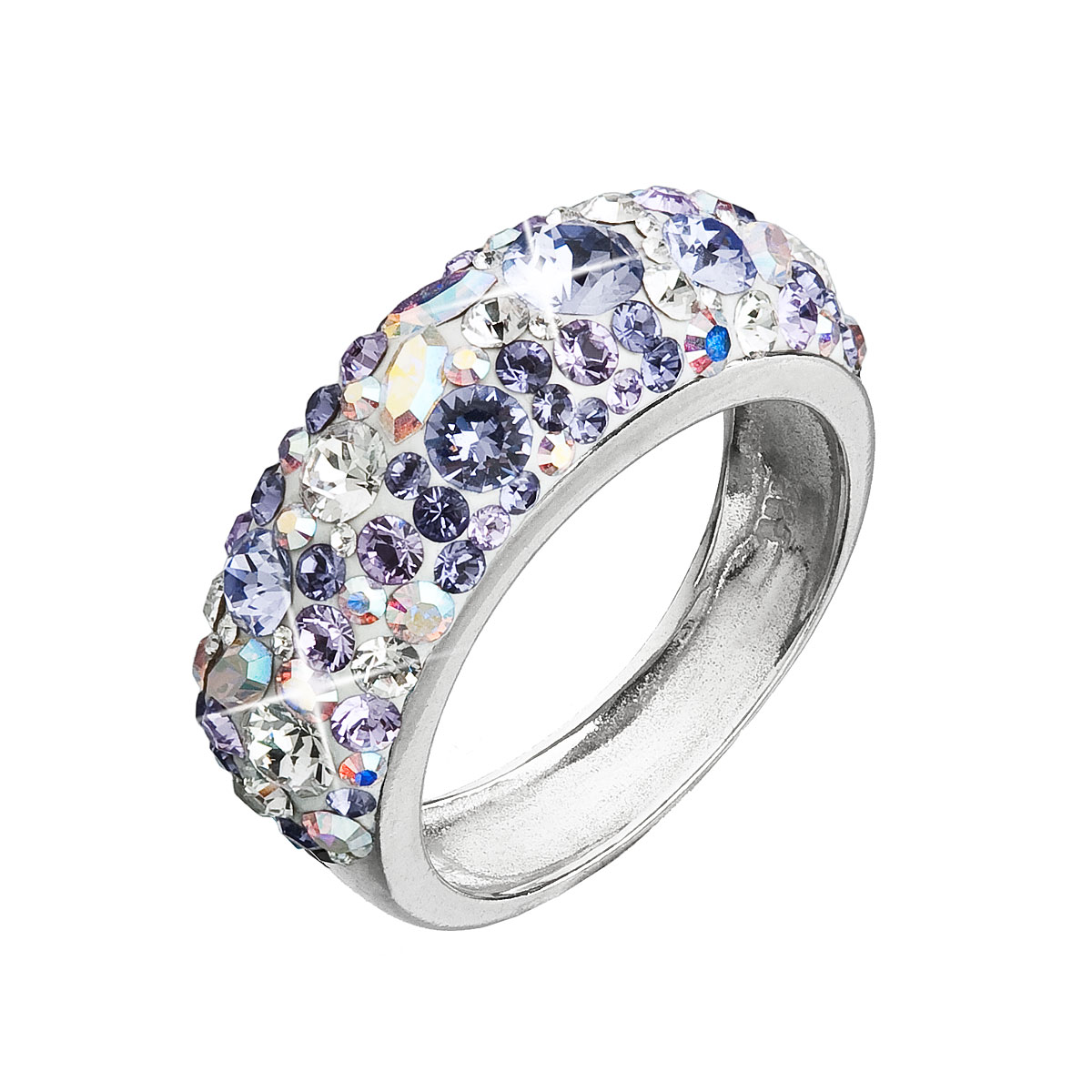 Stříbrný prsten s krystaly Swarovski fialový 35031.3 violet