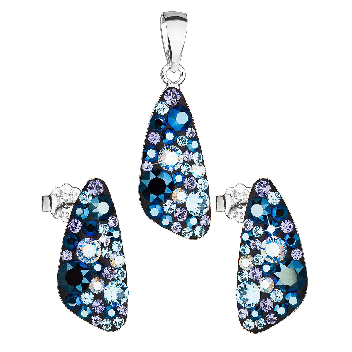 Sada šperků s krystaly Swarovski náušnice a přívěsek modrý 39167.3 blue style