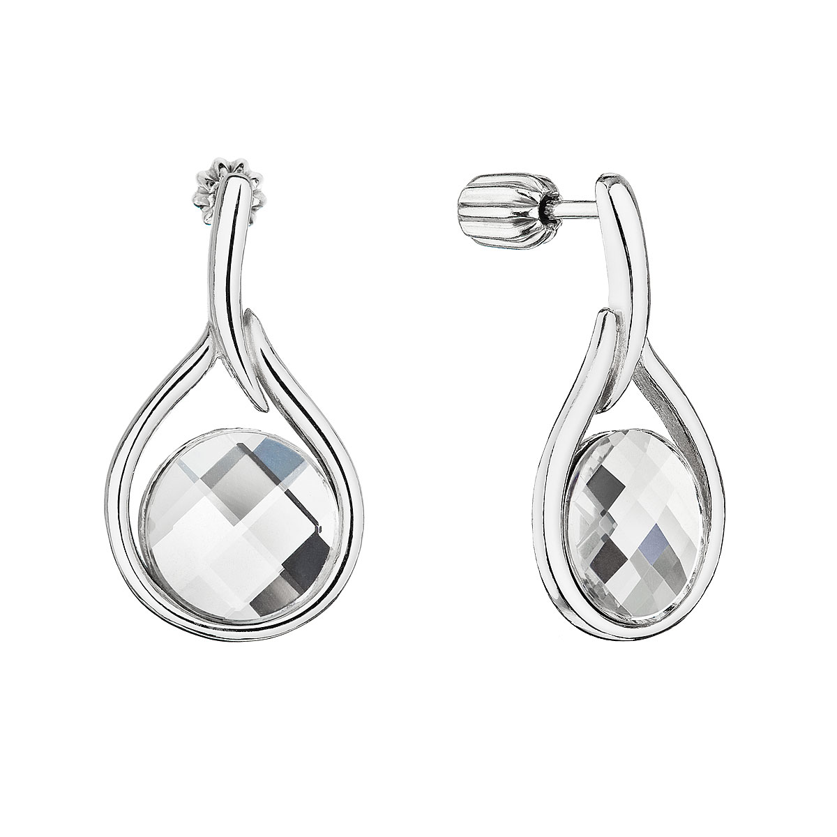 Stříbrné visací náušnice kapky s velkým Preciosa krystalem 71175.1 crystal