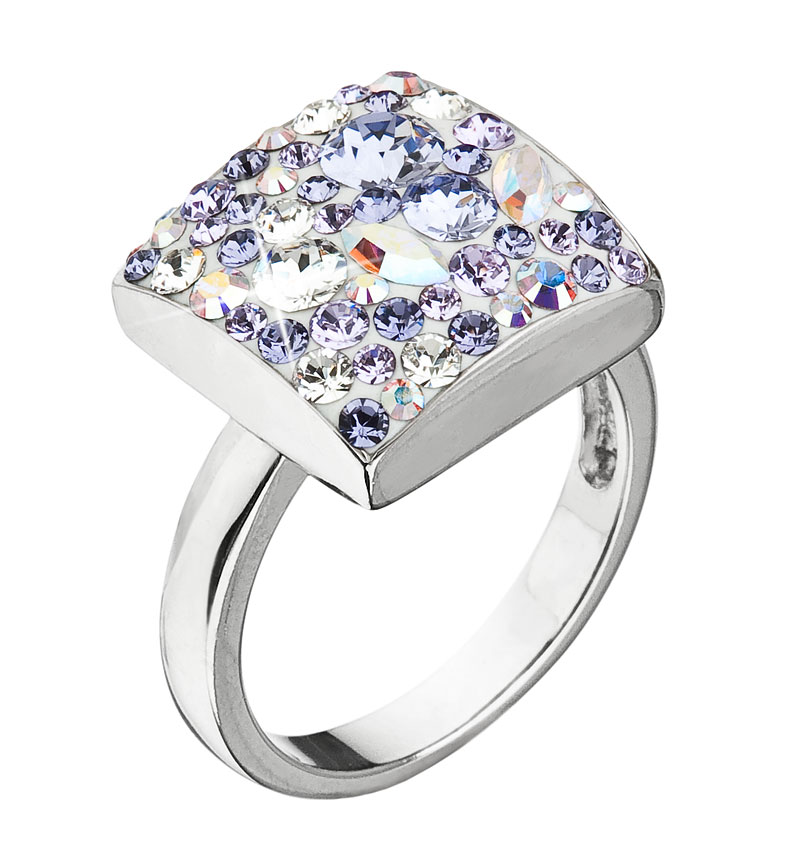 Stříbrný prsten s krystaly Swarovski fialový 35045.3 violet