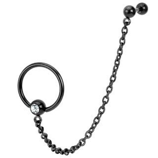 Piercing do ucha s řetízkem chirurgická ocel HWJC005K