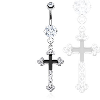 Piercing do pupíku chirurgická ocel kříž HWNAL12877