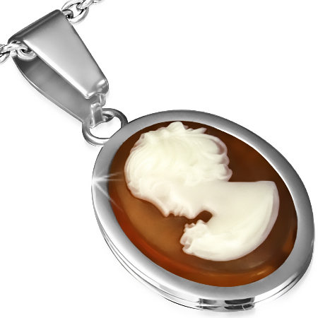 Přívěsek chirurgická ocel Cornelian Lady Cameo LUPK819