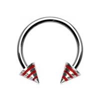 Piercing - podkova - červené proužky