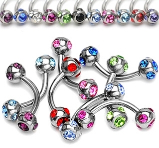 Piercing do obočí - kulička s kamínky