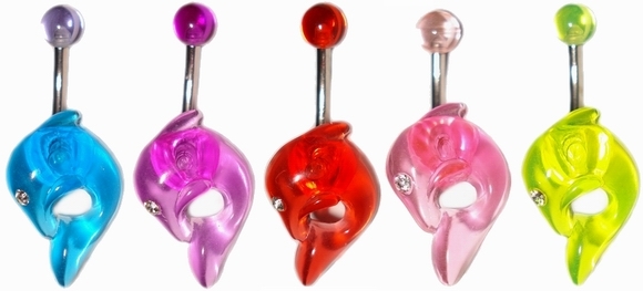 Piercing do pupíku - delfín