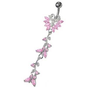 Stříbrný piercing do pupíku - motýlek