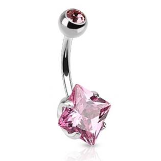 Piercing do pupíku - čtvercový kamínek