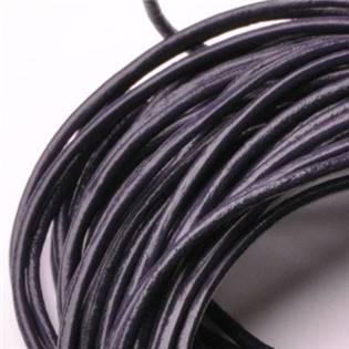 Kožená šňůrka kulatá tmavě fialová, tl. 2 mm