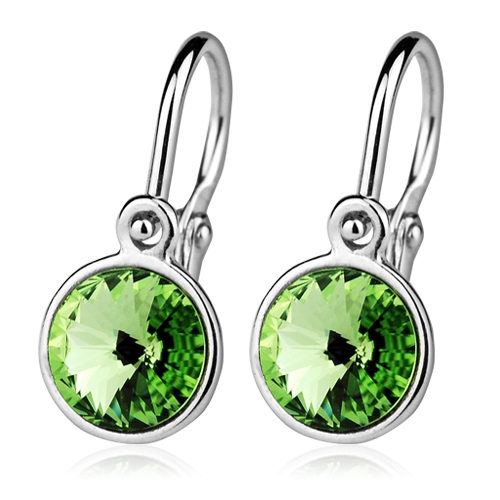 Dětské stříbrné náušnice, Crystals from SWAROVSKI® Peridot