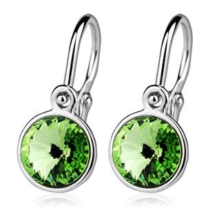 Dětské stříbrné náušnice, Crystals from SWAROVSKI® Peridot