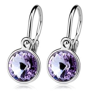 Dětské stříbrné náušnice, Crystals from SWAROVSKI® Violet