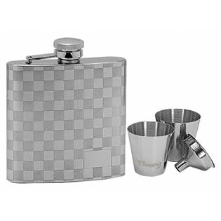 Ocelová kapesní lahev - placatka 180ml + 2 kalíšky 30ml a trychtýřek