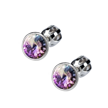 Šroubovací stříbrné náušnice s kameny Crystals from SWAROVSKI®, barva: Vitrail Light