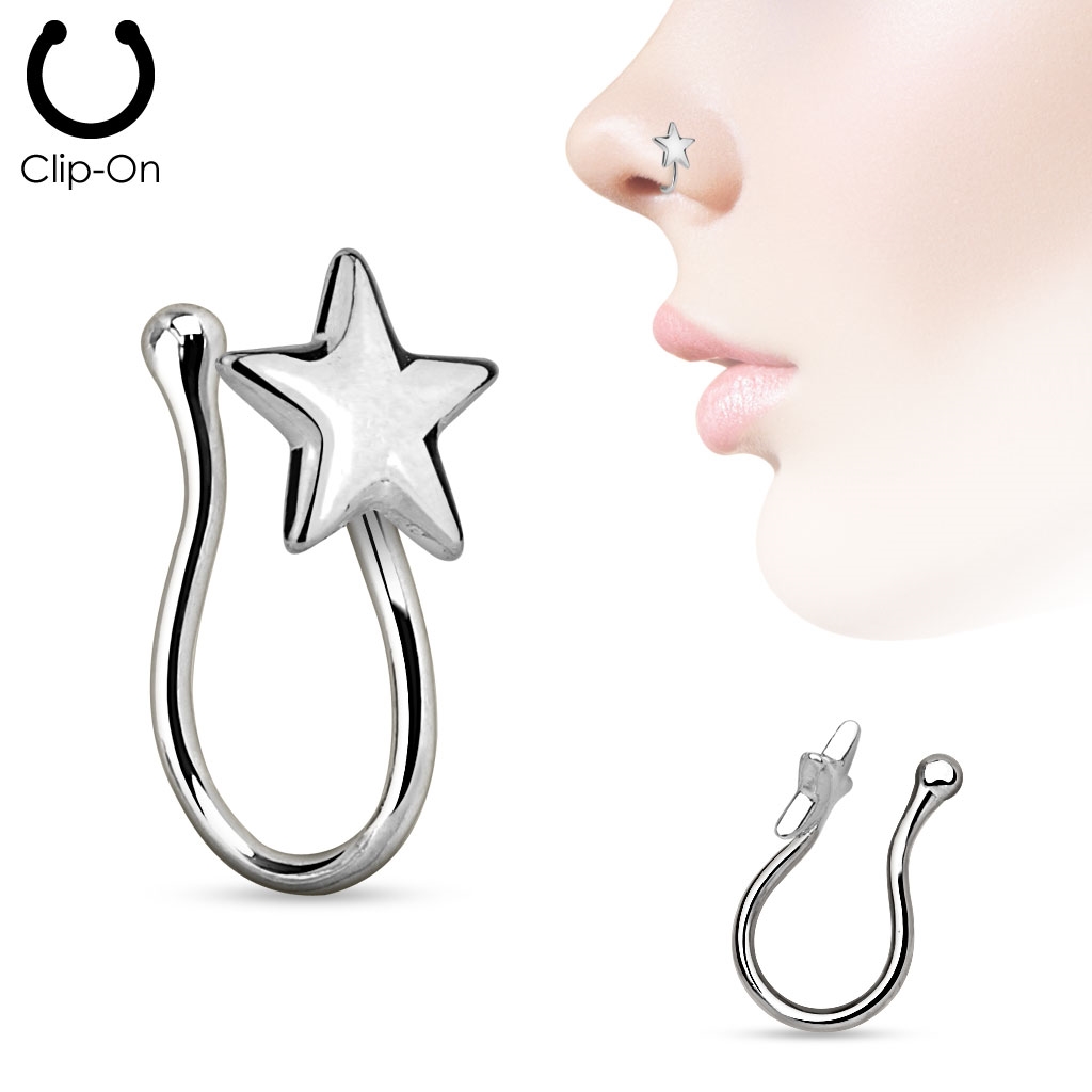 Falešný piercing do nosu - klips hvězda