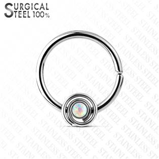 Piercing do nosu/ucha kruh, opál bílý