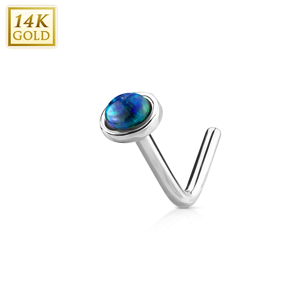 Zlatý piercing do nosu Opál, Au 585/1000