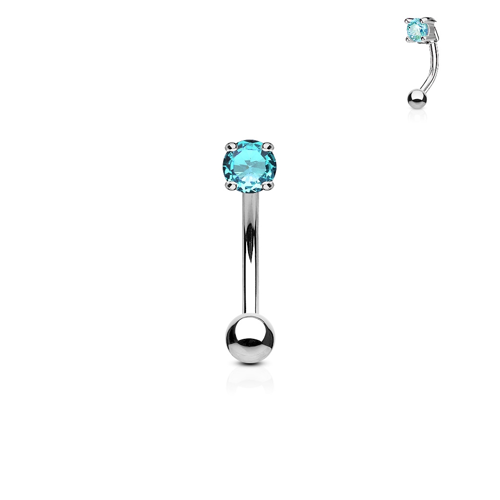 Piercing do obočí - zirkon, tyrkysová barva