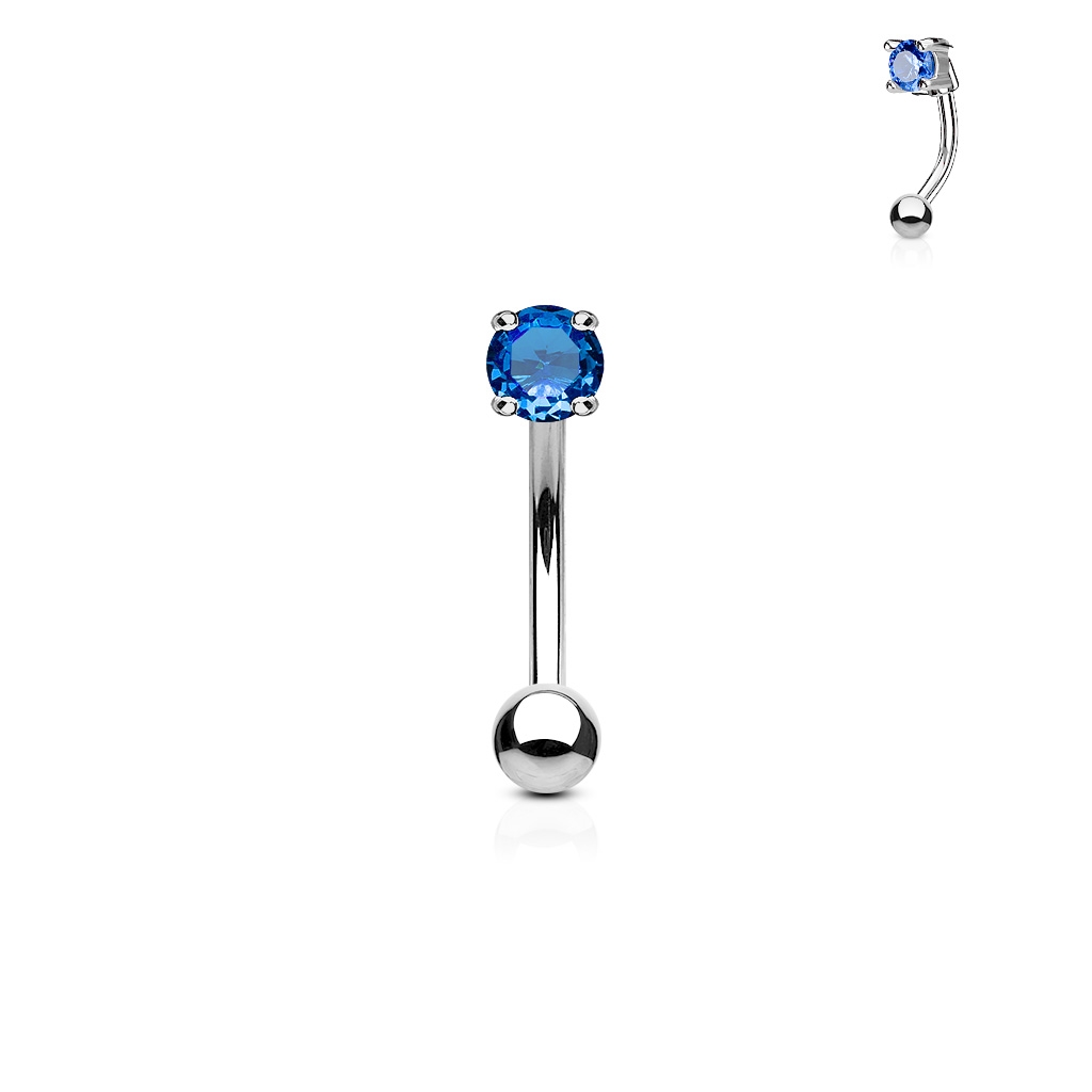 Piercing do obočí - zirkon, tm. modrá barva