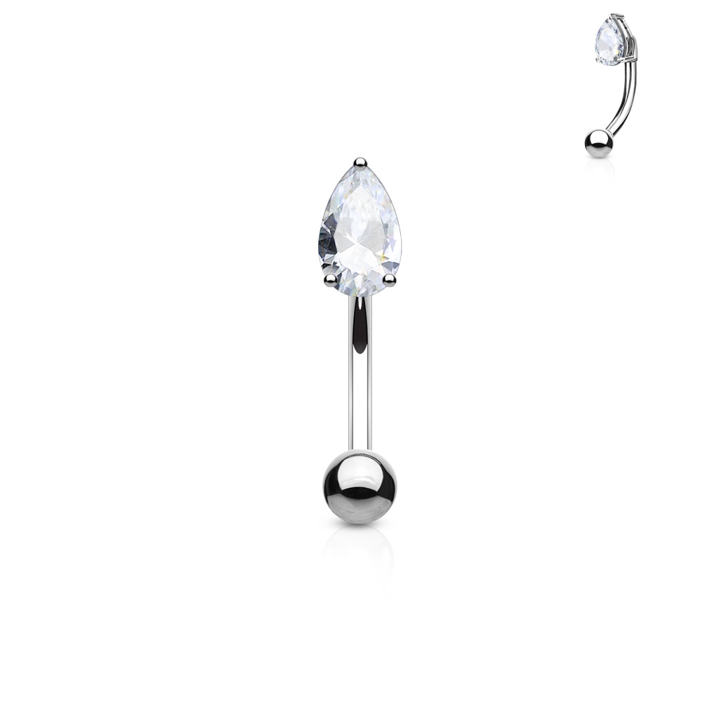 Piercing do obočí - zirkon, čirá barva