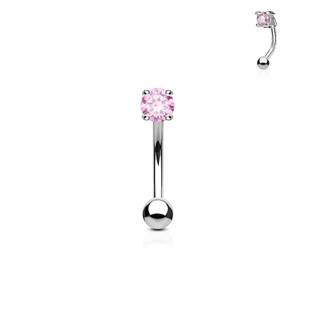 Piercing do obočí - zirkon, růžová barva