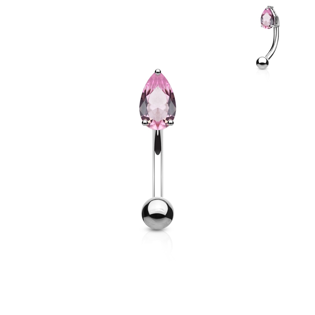 Piercing do obočí - zirkon, růžová barva