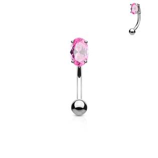 Piercing do obočí - zirkon, růžová barva