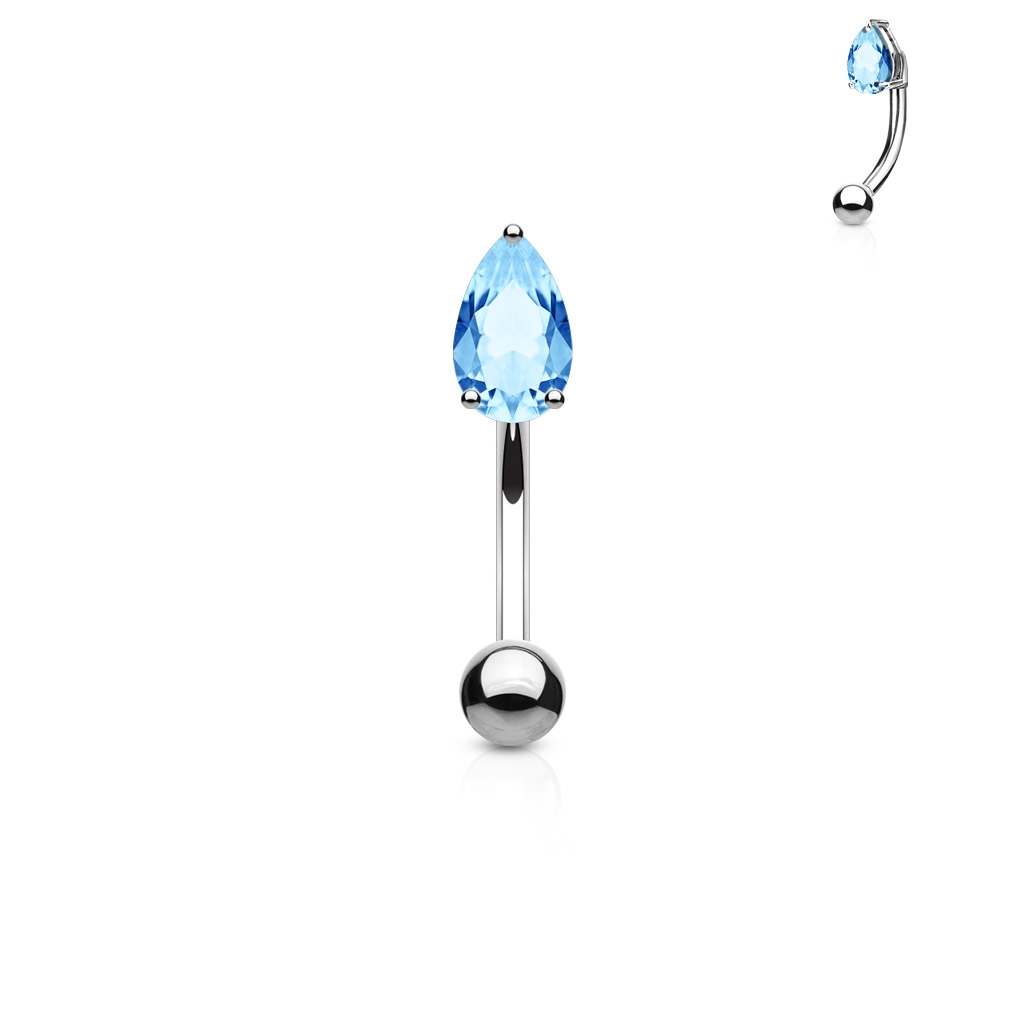 Piercing do obočí - zirkon, tyrkysová barva