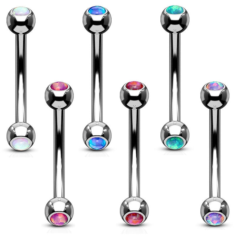 Piercing do obočí zdobený opálem