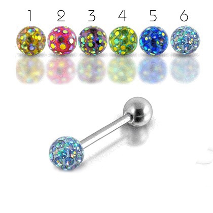 Piercing do jazyka s krystaly Crystals From Swarovski