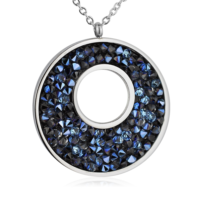 Ocelový náhrdelník s krystaly Crystals from Swarovski®, BERMUDA BLUE