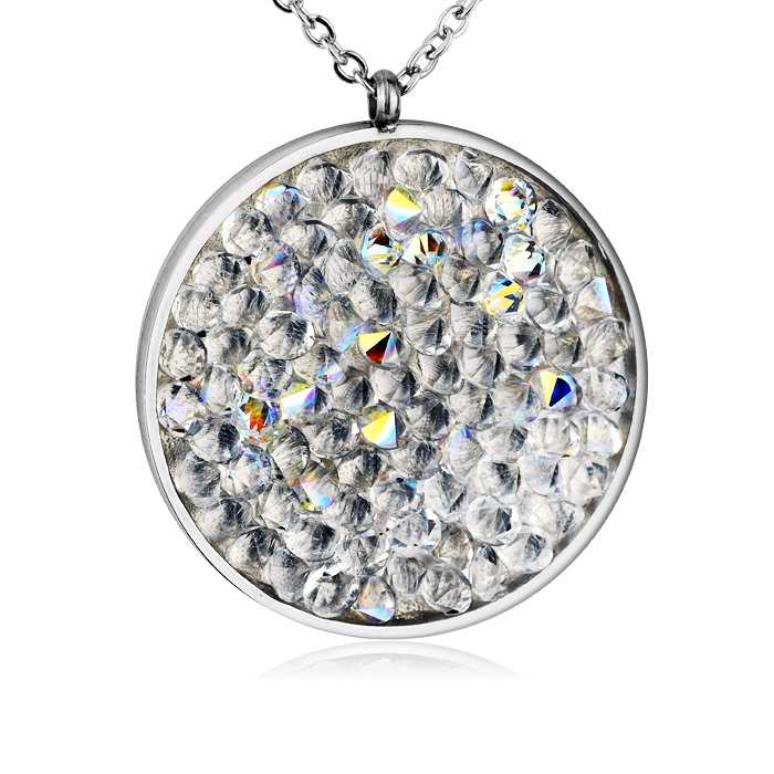 Ocelový náhrdelník s krystaly Crystals from Swarovski®, CRYSTAL AB