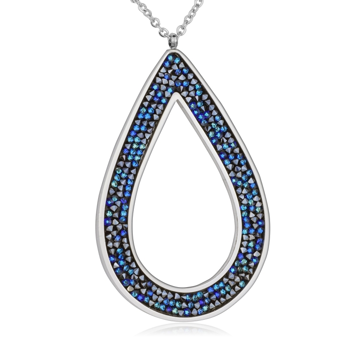 Ocelový náhrdelník s krystaly Crystals from Swarovski®, BERMUDA BLUE
