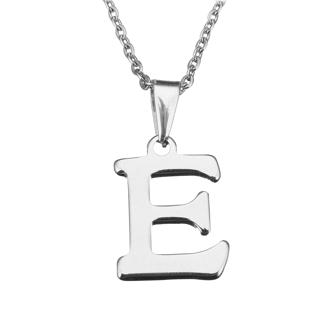 Ocelový řetízek s přívěškem iniciála "E"