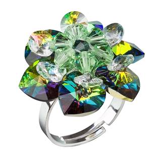 Stříbrný prsten kytička s krystaly Crystals From Swarovski, Dark Vitrail