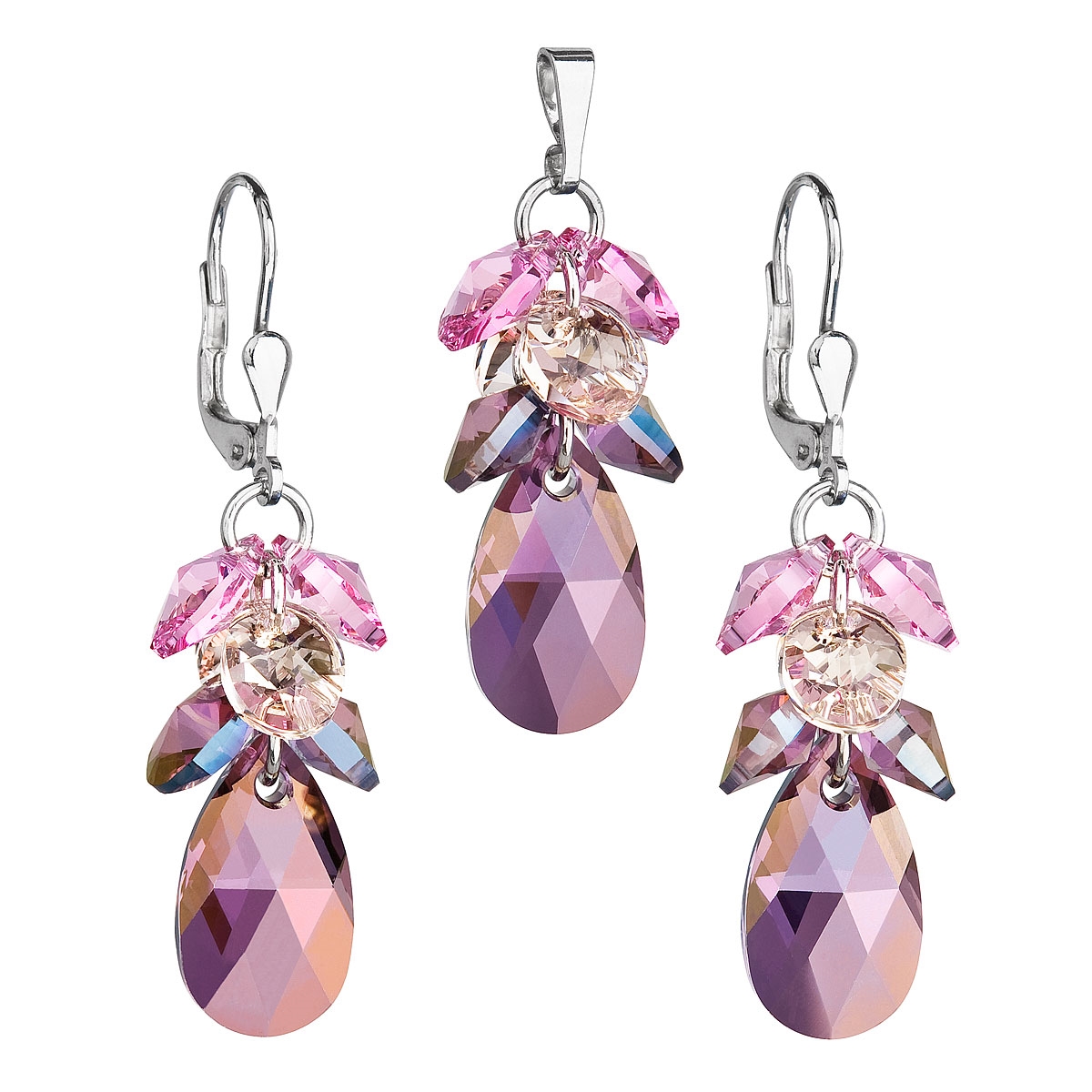 Sada náušnic a přívěšku hrozen Crystals from Swarovski® Lilac Shadow
