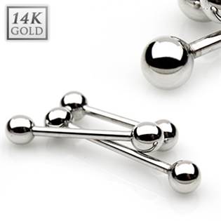 Zlatý piercing činka, tyčka 1,2 mm - Au 585/1000