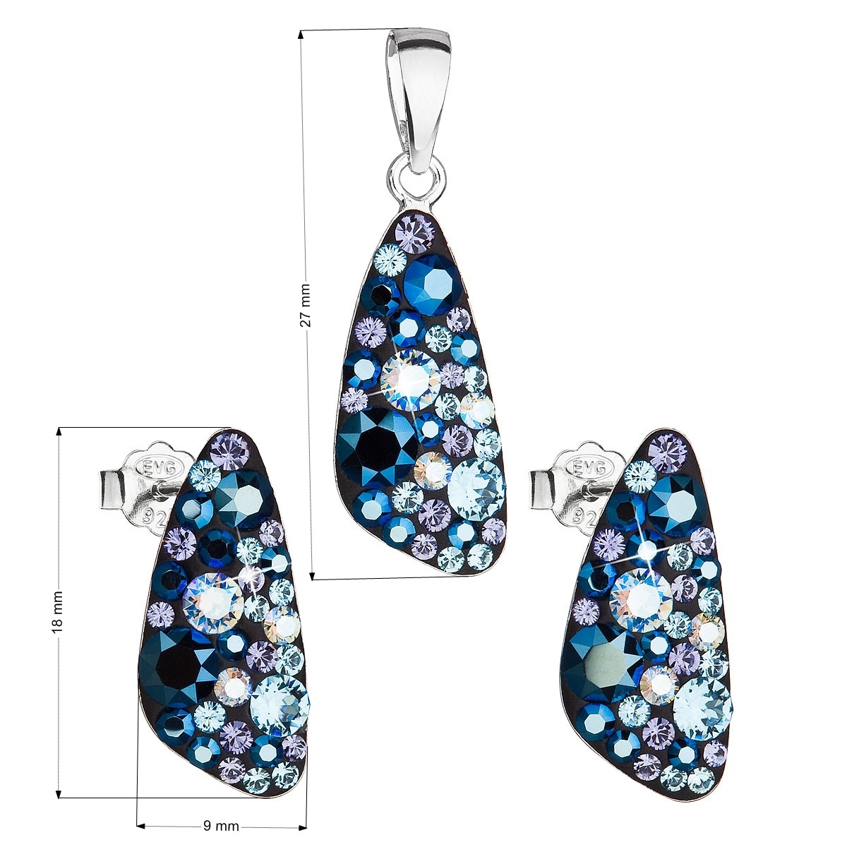 Stříbrná souprava šperků Crystals from Swarovski® Blue Style