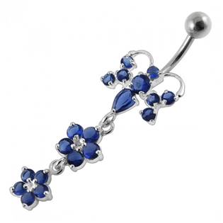 Stříbrný piercing do pupíku - motýlek