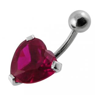 Stříbrný piercing do pupíku - srdíčko