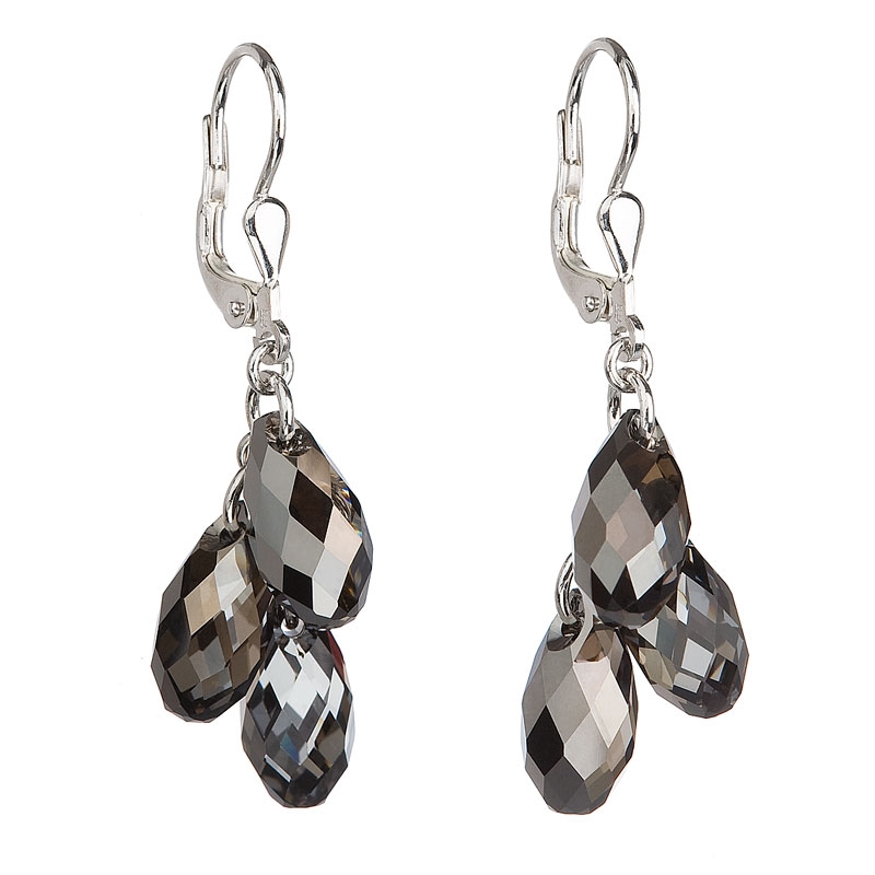 Stříbrné náušnice s krystaly Crystals from Swarovski® Silver Night