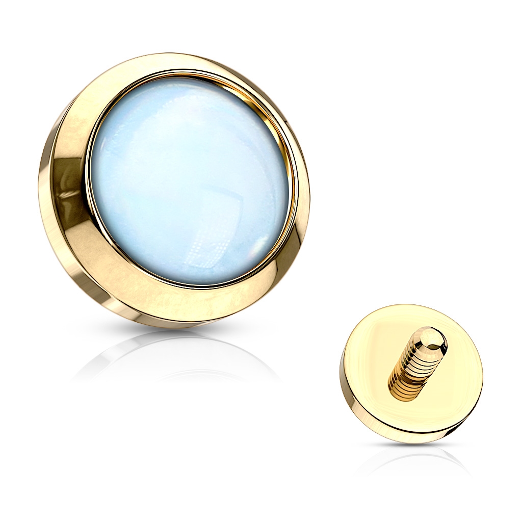 Zlacený microdermal - ozdobná část - průměr 4 mm, barva modrá