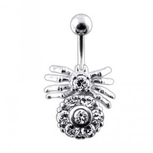 Stříbrný piercing do pupíku - pavouček