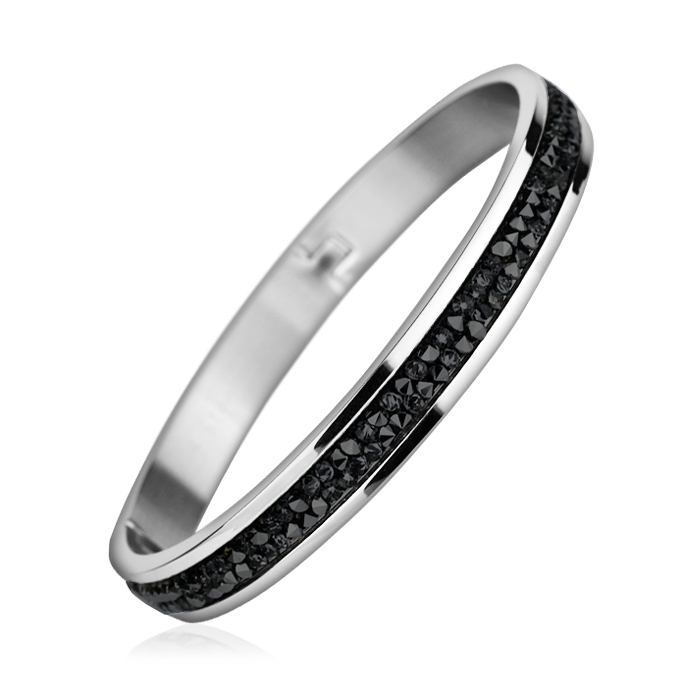 Ocelový náramek s krystaly Crystals from Swarovski® BLACK JET