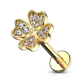 Piercing do brady - labreta čtyřlístek 1,2 x 8 mm