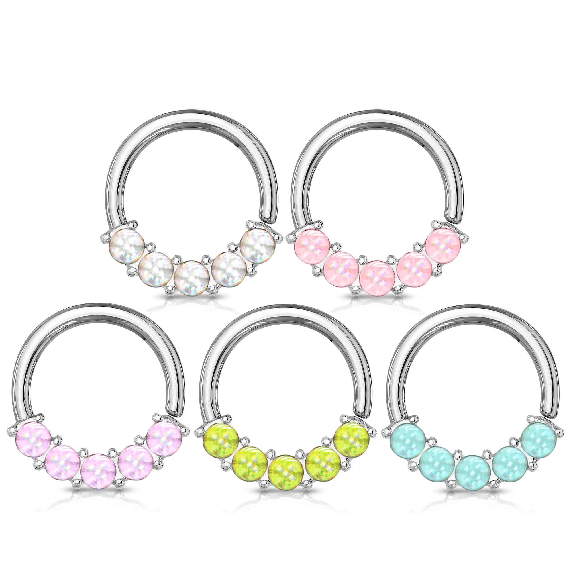 Piercing kruh s kameny 1,0 x 10 mm